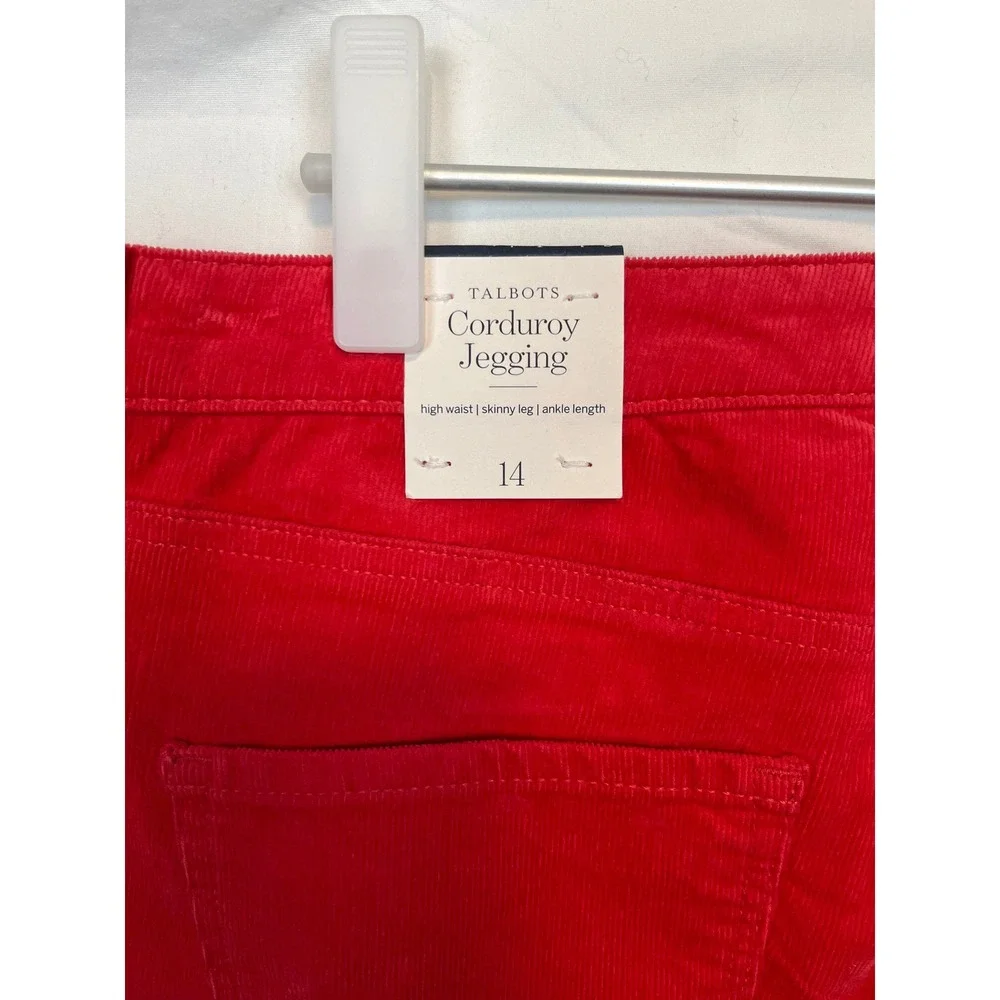 Talbots NWT Red‎ Corduroy Jeggings 14 High Waist Pop of Red Preppy Officecore